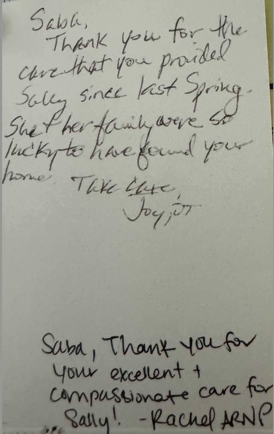 Notes from Joy and Rachel ARNP